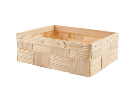 Wooden box isolated on white backgroundの写真素材