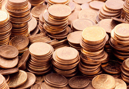 Polish coins macro shotの写真素材