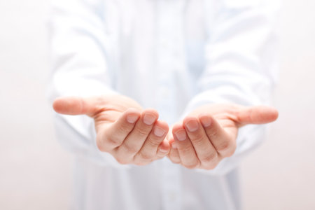 Open hands. Holding, giving, showing concept.の写真素材