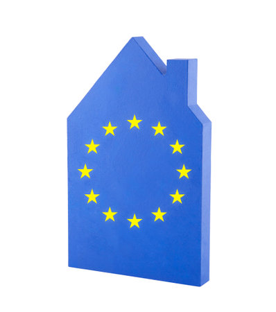 House with European Union flagの写真素材