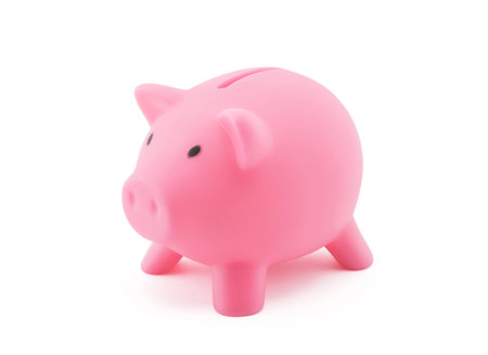 Pink piggy bank with clipping pathの写真素材