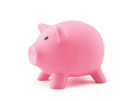 Pink piggy bank with clipping pathの写真素材