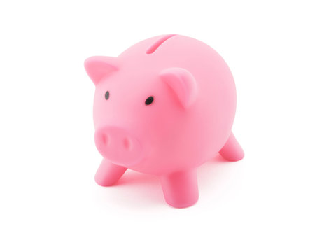 Pink piggy bank with clipping pathの写真素材