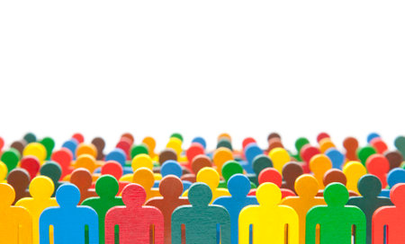 Colorful painted group of people figuresの写真素材
