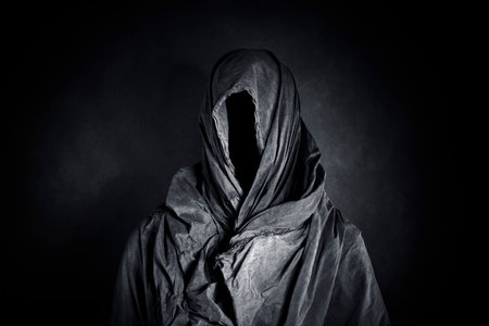 Ghostly figure in the darkの写真素材