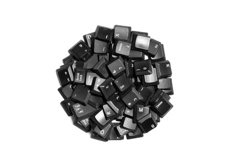 Black computer keys isolated on whiteの写真素材