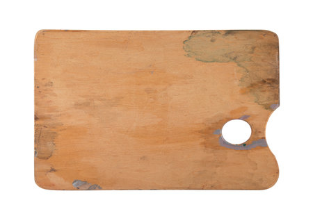 Empty artist's palette isolated on white background with clipping pathの写真素材