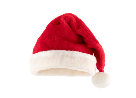 Santa Claus red hat isolated on white backgroundの写真素材