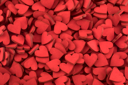 Hundreds of small red heartsの写真素材