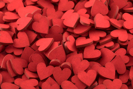 Hundreds of small red heartsの写真素材