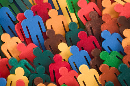 Colorful painted group of people figuresの写真素材