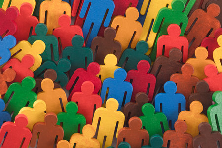 Colorful painted group of people figuresの写真素材
