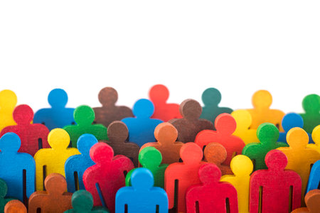 Colorful painted group of people figuresの写真素材