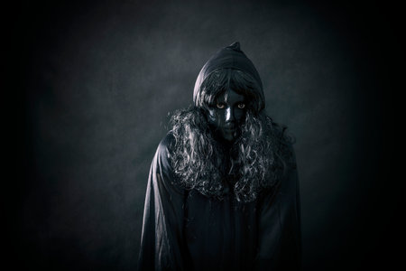 The witch in hooded cloak