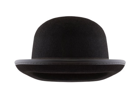 Black bowler hat isolated on white backgroundの写真素材