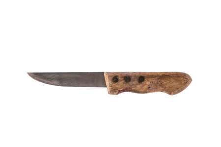 Old knife isolated on white backgroundの写真素材