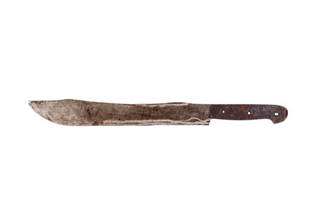 Old long knife isolated on white backgroundの写真素材