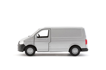 Transport silver van car on white backgroundの写真素材