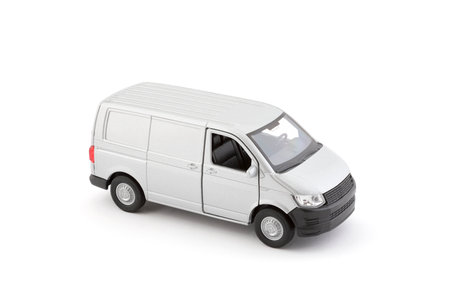 Transport silver van car on white backgroundの写真素材