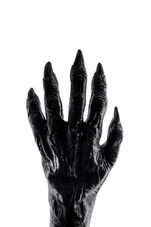 Creepy monster hand isolated on white background with clipping pathの写真素材