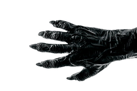 Creepy monster hand isolated on white background with clipping pathの写真素材