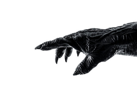 Creepy monster hand isolated on white background with clipping pathの写真素材