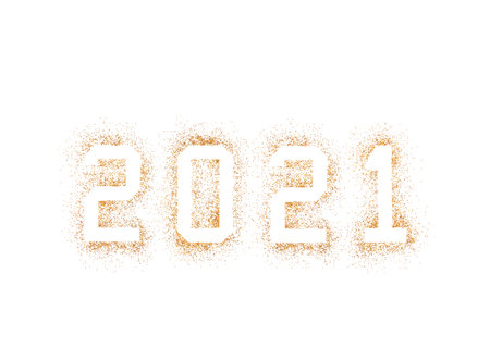 Golden 2021 numbers made of glitterの写真素材