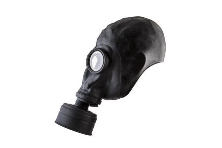 Black gas mask isolated on white background. Environment pollutionの写真素材