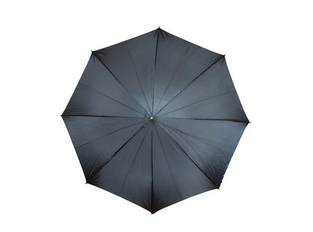 Black umbrella isolated on white background , top viewの写真素材