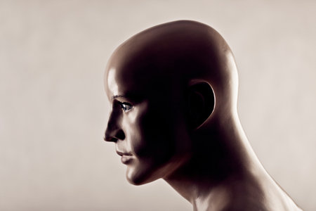 Portrait of an old mannequinの写真素材