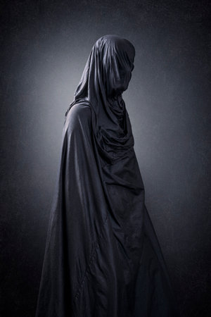 Ghostly figure in the darkの写真素材