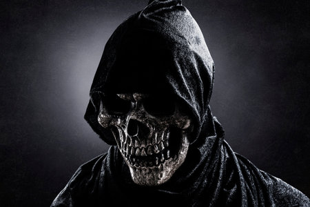 Grim reaper in the darkの写真素材
