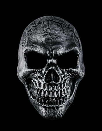 Human skull isolated on black background with clipping pathの写真素材
