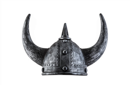 Viking horned helmet isolated on white background with clipping pathの写真素材