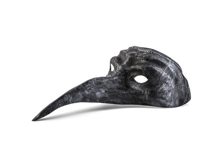 Old bird mask isolated on white backgroundの写真素材