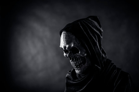 Grim reaper in the darkの写真素材