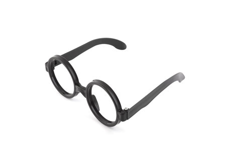 Black thick glasses on white backgroundの写真素材