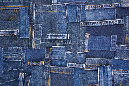 Blue jeans scraps abstract textured background