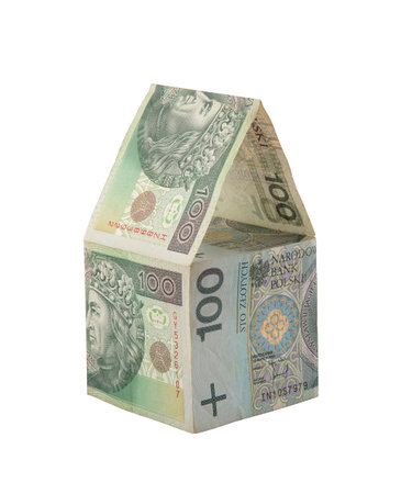 Polish money house isolated on white background with clipping path.の写真素材