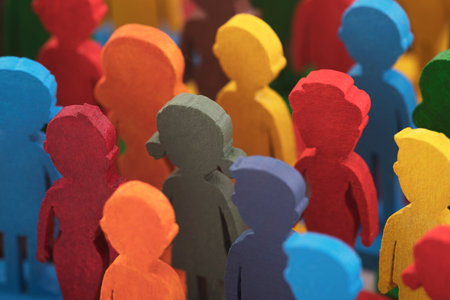 Colorful painted group of people figuresの写真素材