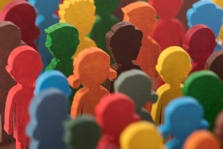 Colorful painted group of people figuresの写真素材