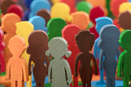 Colorful painted group of people figuresの写真素材