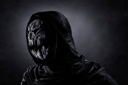 Creepy monster on dark misty backgroundの写真素材