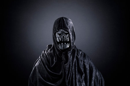 Creepy monster on dark misty backgroundの写真素材
