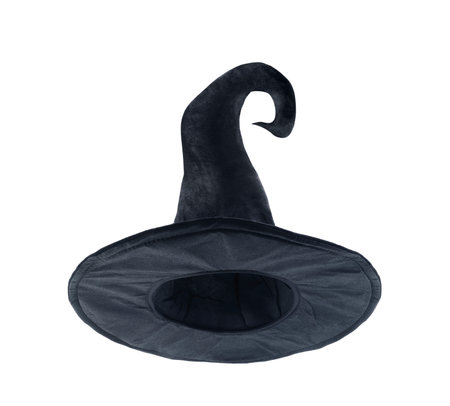 Black halloween witch hat isolated on white background with clipping pathの写真素材