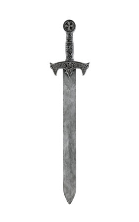 Medieval sword isolated on white with clipping pathの写真素材