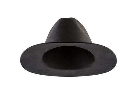 Black retro hat isolated on white background with clipping pathの写真素材