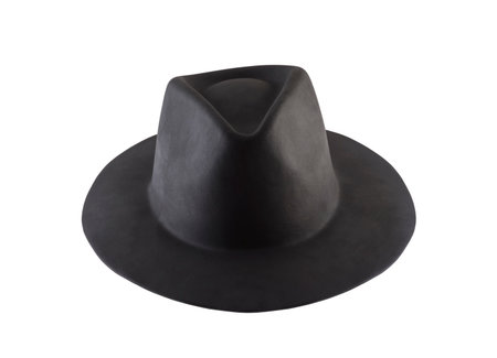 Black retro hat isolated on white background with clipping pathの写真素材