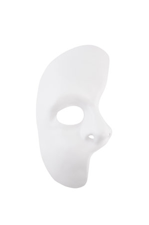 White phantom of the opera half face mask isolated on white background wit clipping pathの写真素材