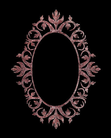 Ornate vintage frame on black backgroundの写真素材